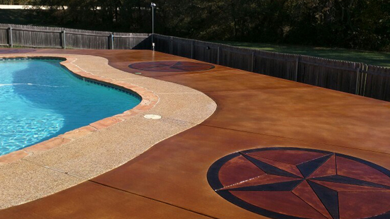 decorative concrete by pool in Farmers Branch, TX